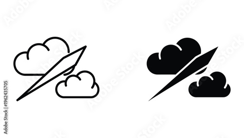 Contrasting depictions of weather conditions with clouds and precipitation icons