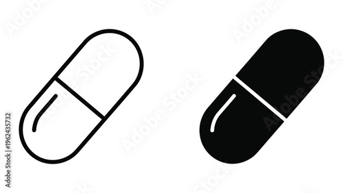 Comparison of a blank capsule and a filled black capsule with a white stripe