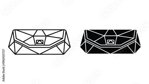 Geometric abstract representation of a structure with contrasting fill styles