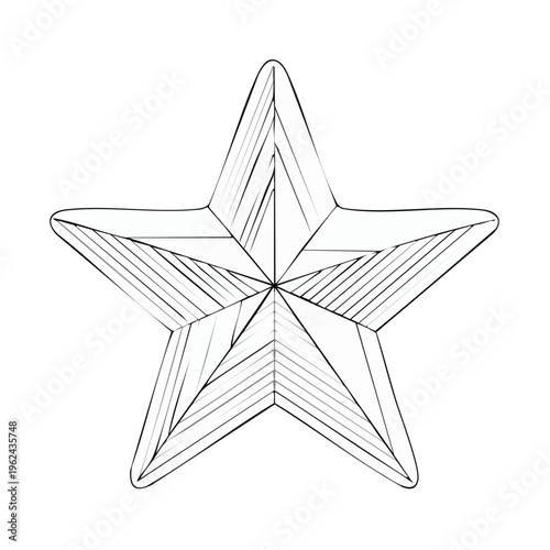 Stylized Five-Pointed Star Shape with Geometric Hatching Detail