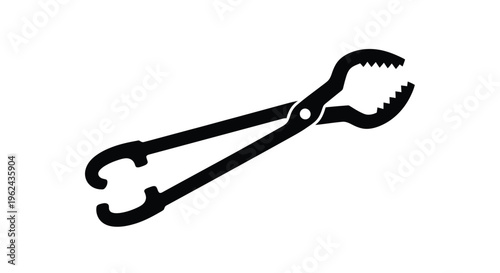 Black silhouette of a pair of pliers with jagged gripping ends silhouette