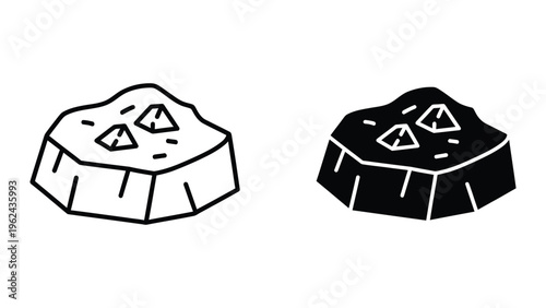 Contrasting depictions of a gemstone in different shades of illustration