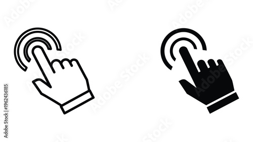 Two different hand icons interacting with touchscreen interfaces