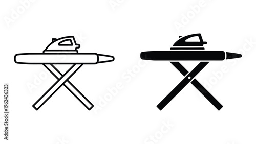 Comparison of ironing board designs with different base styles and color contrasts