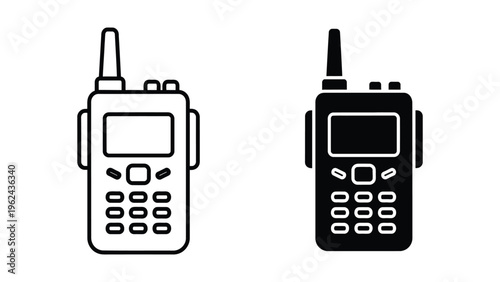 Two walkie-talkie devices depicted in contrasting styles for communication comparison