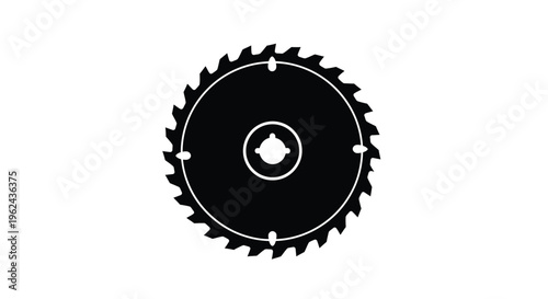 Black circular saw blade with sharp teeth minimalistic design silhouette