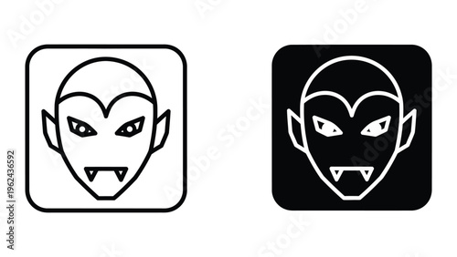 Contrasting vampire icons with white and black backgrounds for visual impact
