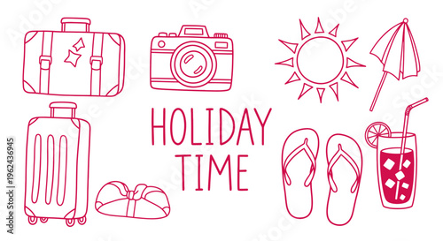 Holiday Time - A Collection of Travel Essentials and Summer Fun Icons