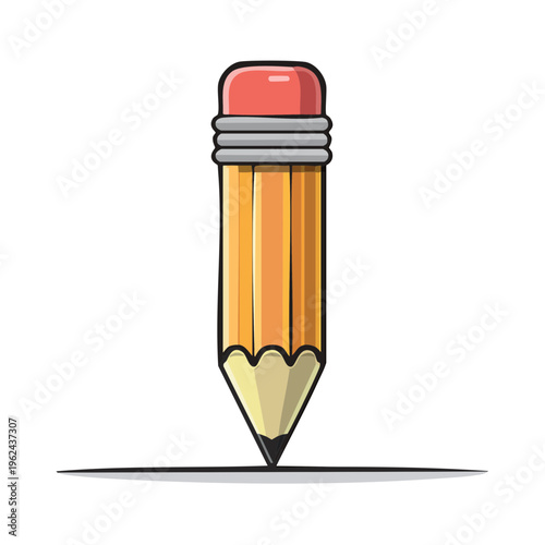 Yellow wooden pencil with pink eraser drawing a straight black line