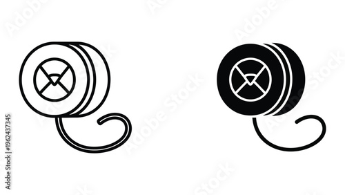 Contrasting spool icons with different visual styles and color schemes