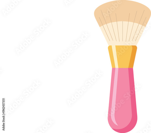 Pink makeup brush in cartoon style with bright vibrant colors for beauty advertising