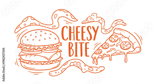 Cheesy Bite Delicious Burger and Pizza Art for Food Lovers
