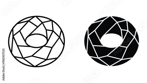 Geometric fractal patterns of a flower-like structure in contrasting black and white designs