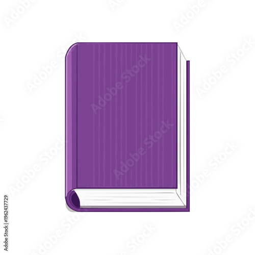 Single Closed Purple Hardcover Book With Vertical Lines Illustration