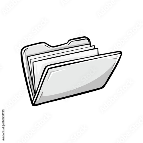 Open File Folder Document Organizer Hand Drawn Icon for Information Storage