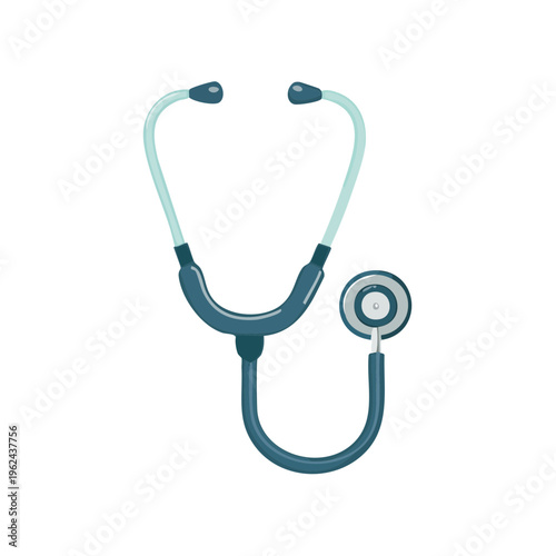 Medical stethoscope with teal accents and dark blue tubing