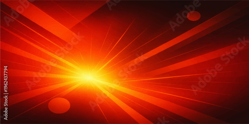 A vibrant abstract background features a glowing red star amidst a bright orange fire explosion, blending motion waves and light energy into a creative sun flame wallpaper design