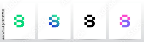 Square Rectangle Curve Geometric Typography Letter Initial Logo Design S