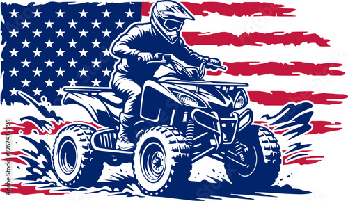 USA Flag ATV Svg, 4th of July Off-Road Svg