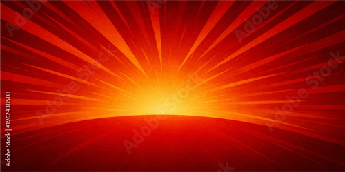 An abstract background of glowing red sun rays and bright orange light bursts creates a fiery energy texture with hot star flares and a golden yellow color explosion