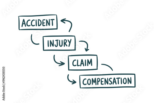 A visual representation of the accident process leading from injury to financial compensation high quality professional