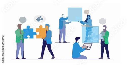 Business teamwork strategy executives collaboration planning corporate vector illustration