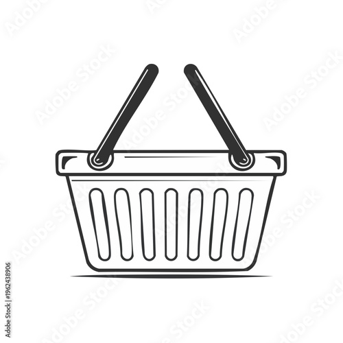 Simple Shopping Basket Icon Outline Illustration