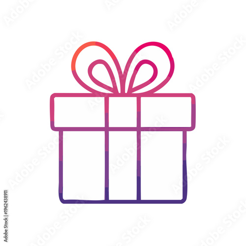 Modern Gradient Line Art Gift Box with Ribbon Bow Simple Icon