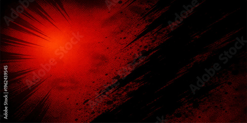 A dark abstract grunge background features a red hot lava texture with black paint splatters and flickering orange flame light patterns for a dirty heat burn design