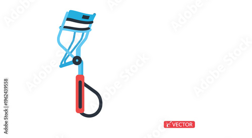 Electric blue hair straightener with red handle in modern sleek design for beauty and haircare advertising