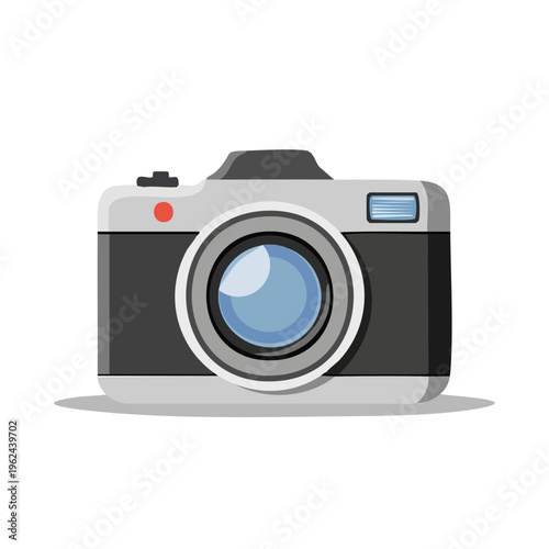 Vintage style camera with lens and flash iconic symbol for photography and imaging