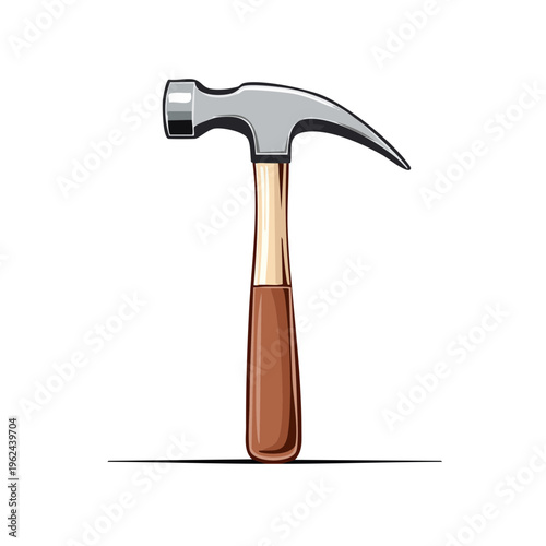 Classic claw hammer tool with metal head and wooden handle