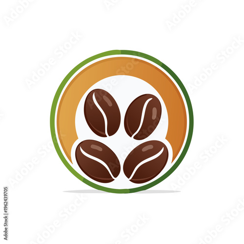 Aromatic Coffee Beans Logo Design Emblem with Circular Frame