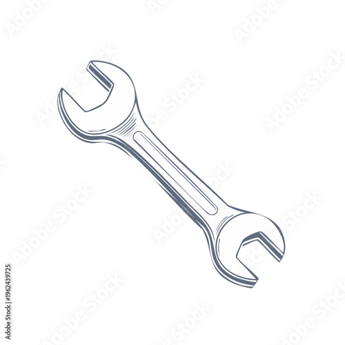 Detailed illustration of a wrench, a versatile hand tool for mechanical tasks