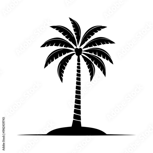 Palm Tree Silhouette on Island Emblem