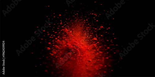 A fiery explosion of red flames and dark smoke creates a hot texture design with glowing orange dust and bright starlight against a black space backdrop