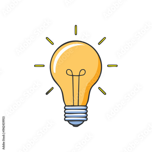 Glowing idea bulb with radiating light rays representing inspiration and innovation