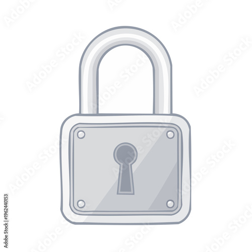 Simple vector illustration of a metal padlock with a keyhole and shackle