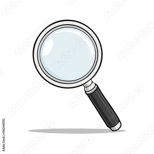 Magnifying glass with clear lens and black handle for close examination