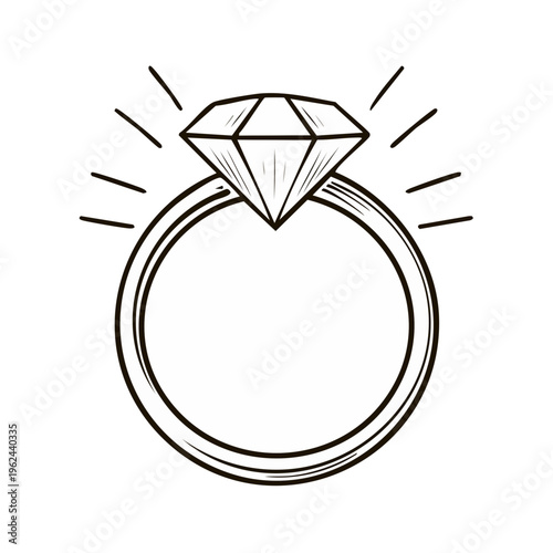 Hand drawn diamond ring sketch simple and elegant symbol of love and commitment