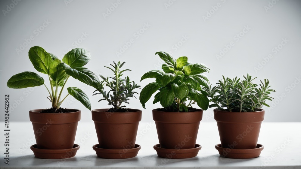 Fototapeta premium Indoor plants on a table, great for office or home decor