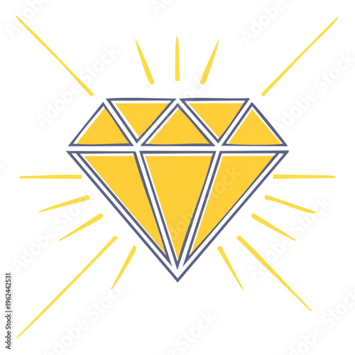 Bright Yellow Diamond Gemstone Sparkling with Radiant Light Rays