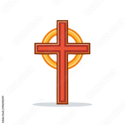 Red Celtic Cross with Ring Symbolizing Faith and Spirituality