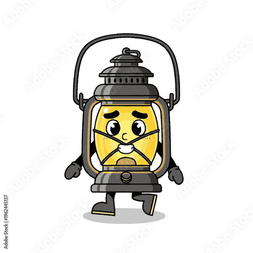 Cartoon lantern with angry face expression.