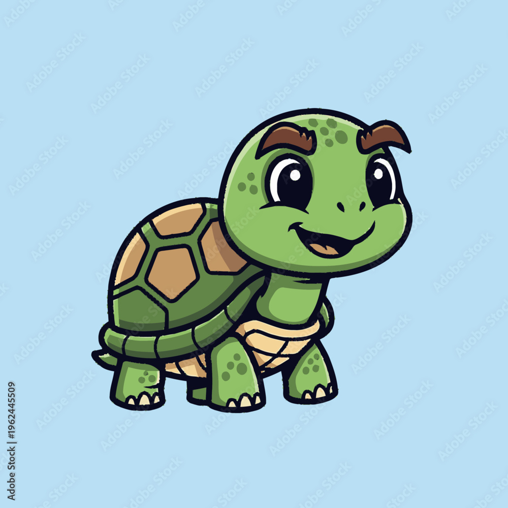 Obraz premium Smiling Cartoon Turtle Character Illustration.