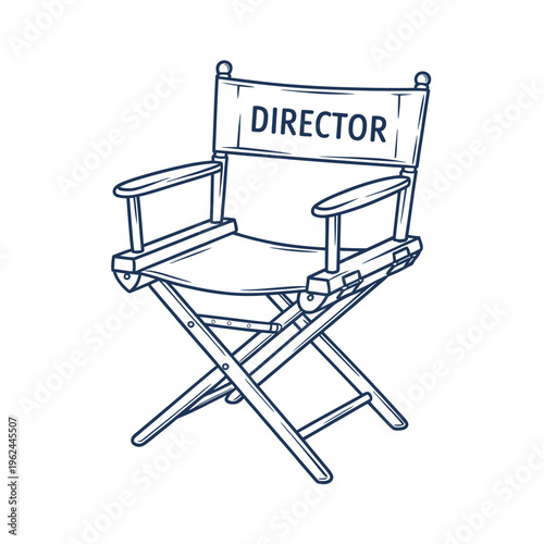A hand drawn illustration of a director s chair with the word director prominently displayed on the canvas