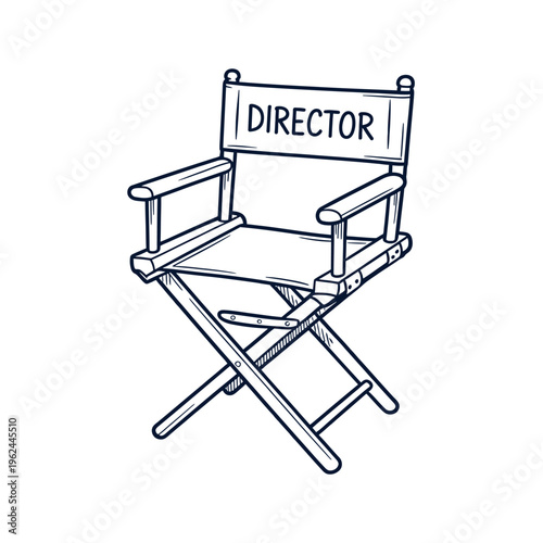 A simple hand drawn illustration of a director s chair with the word director displayed prominently