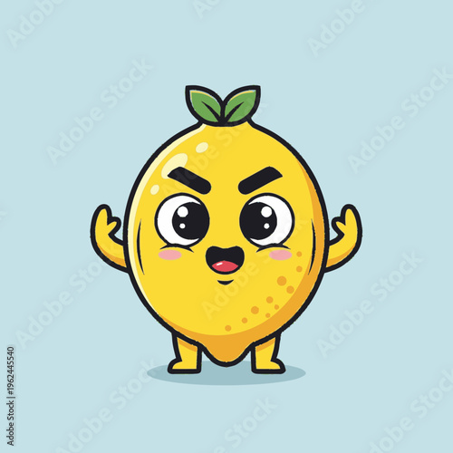 Angry Cartoon Lemon Character Face.