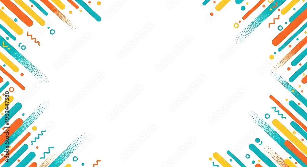 Fototapeta premium Vibrant colorful diagonal lines border design