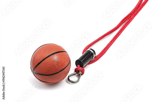 A miniature basketball and lanyard, capturing the essence of sport in sharp detail.